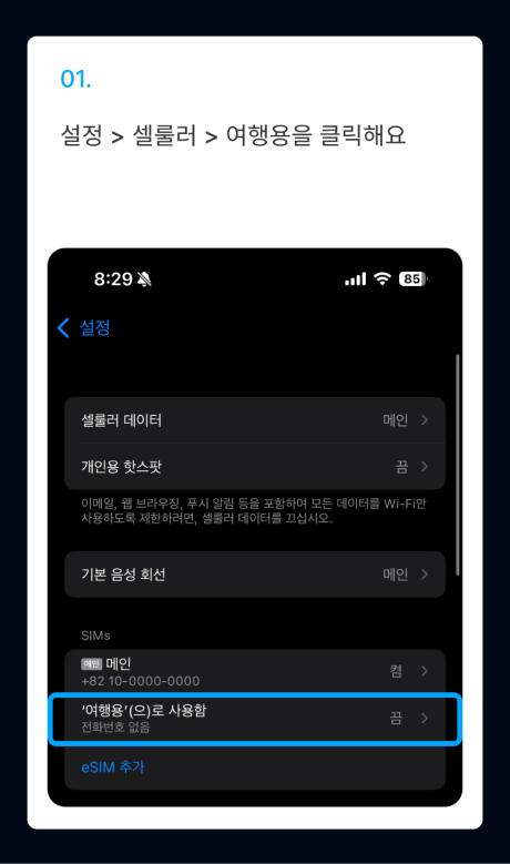 eSIM 설치 가이드